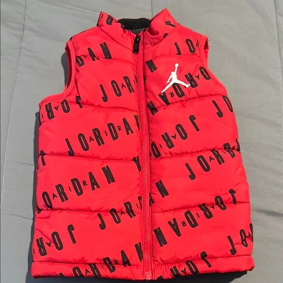 Jordan Red Puffer Vest with Black Lettering - Picture 1 of 1